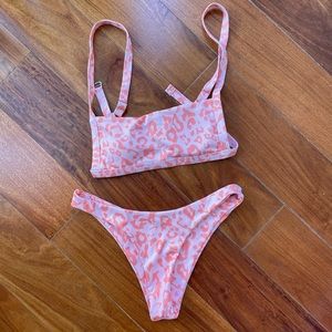 Sol Sienna Animal Print Ribbed Bikini Swimwear